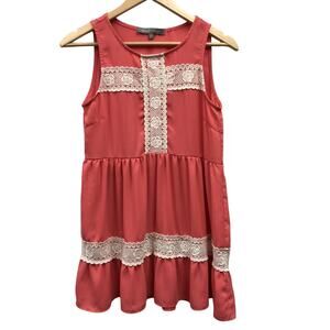 Finn and Clover Top Womens Small Orange Embroidered Lacy